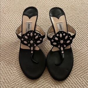 Jimmy Choo Black and Cream Embellished Sandals